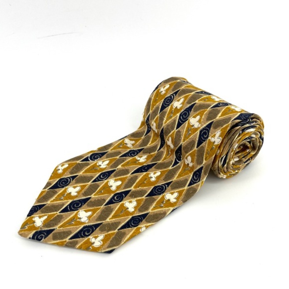 🚀 Ermenegildo Zegna Silk Necktie Diamond Floral‎ Pattern Designer Italy